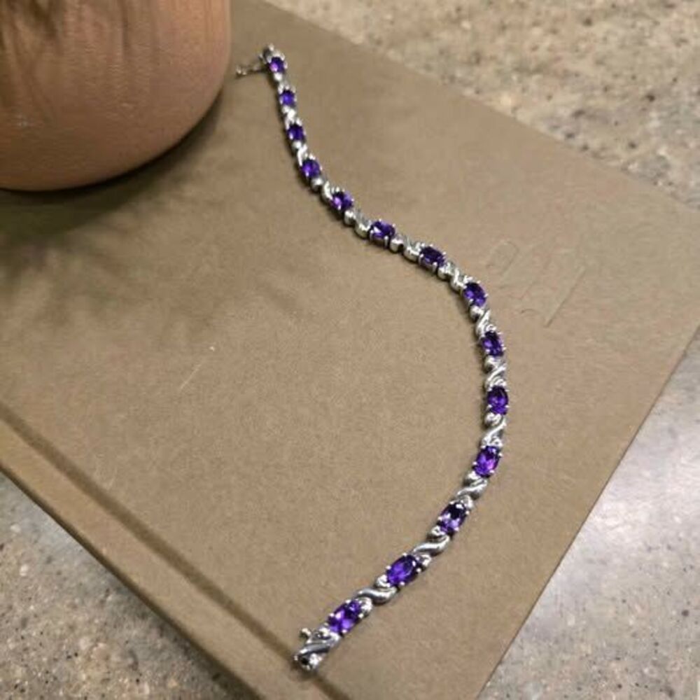 Sterling Silver Amethyst Tennis Bracelet 7.5"